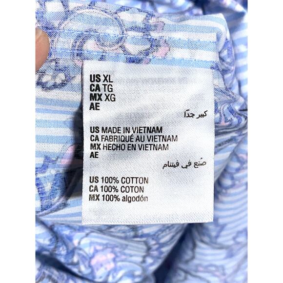 Club Room Paisley Blue Pink Button Shirt Coastal Preppy Beachy Summer Men XL NWT - Picture 8 of 9